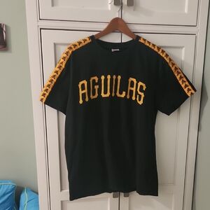 Águilas Cibaeña Mens XL Black and Yellow Fan T-Shirt Banmed Shoulder Baseball